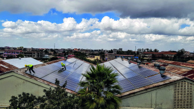 A rooftop solar power system in Kenya